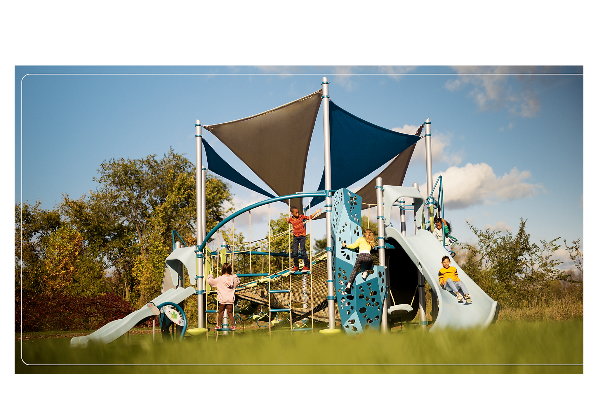 Children playing on playground with shade sails
