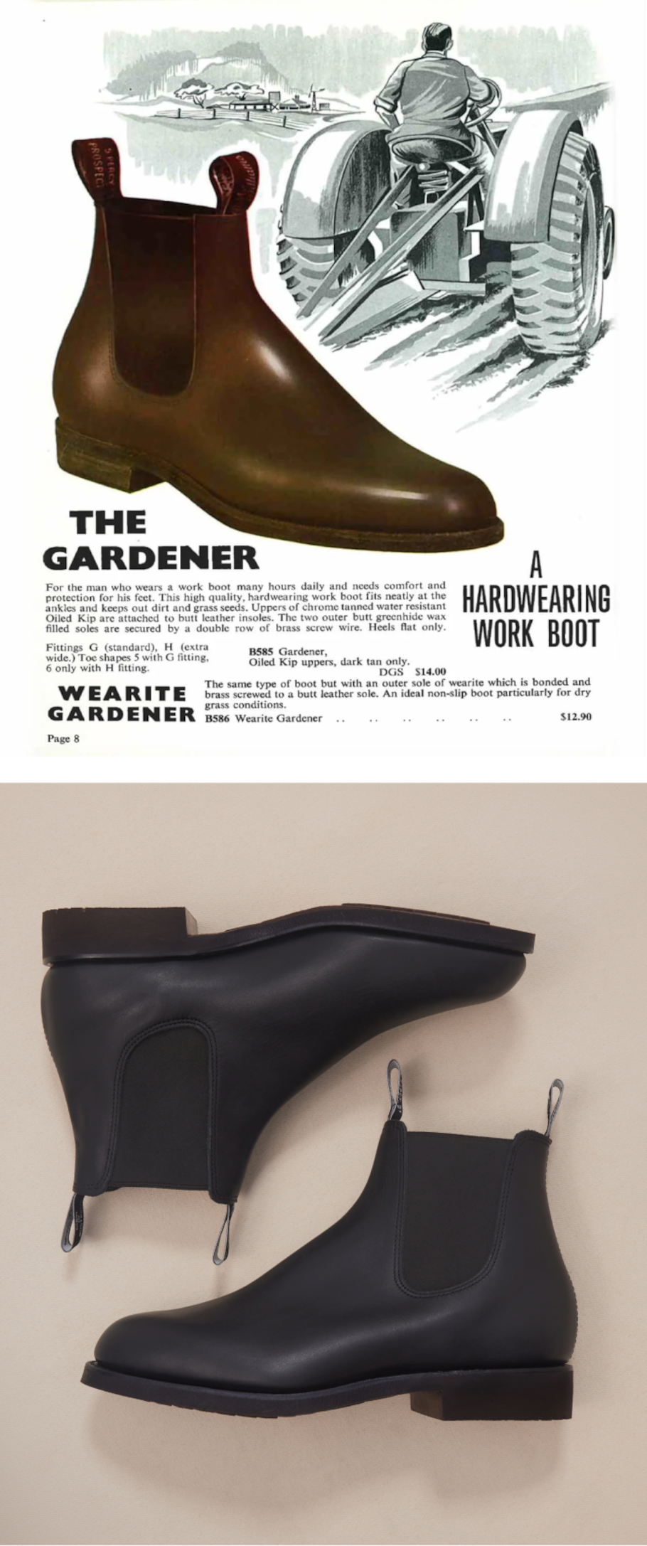 R.M. Williams Gardener Work Boot in Greasy Kip Black Leather