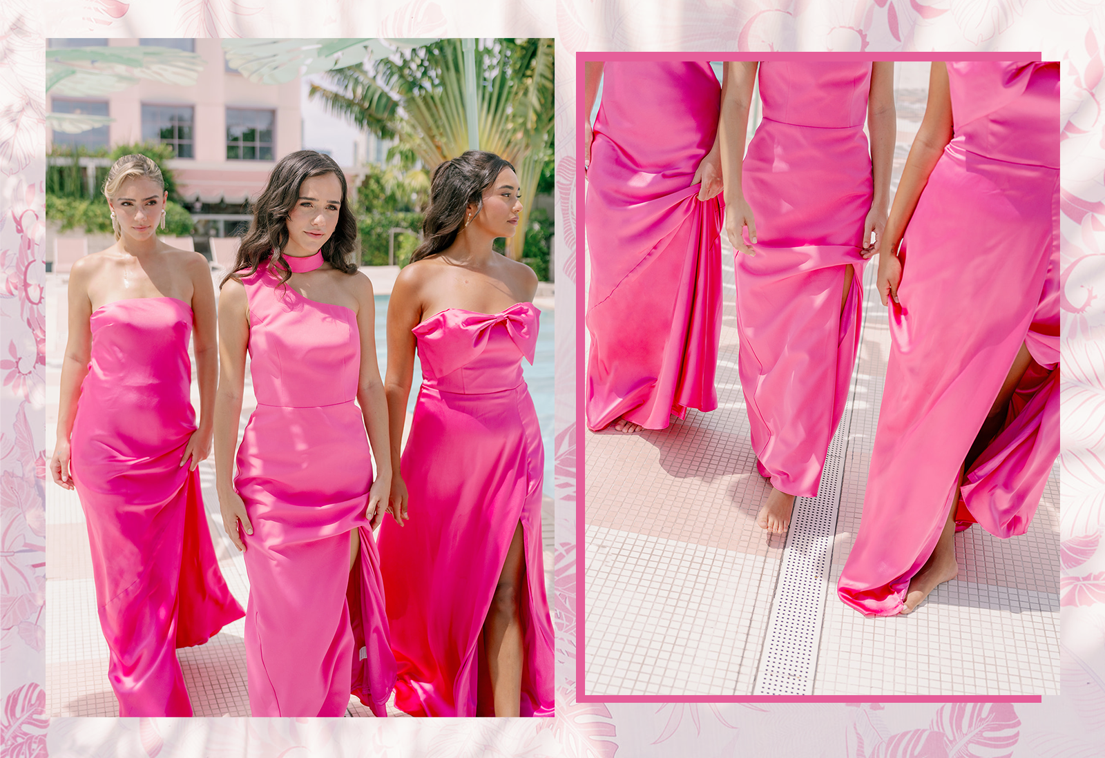 hot pink satin bridesmaid dresses Sadie Spaghetti Strap Fitted Bridesmaid Dress