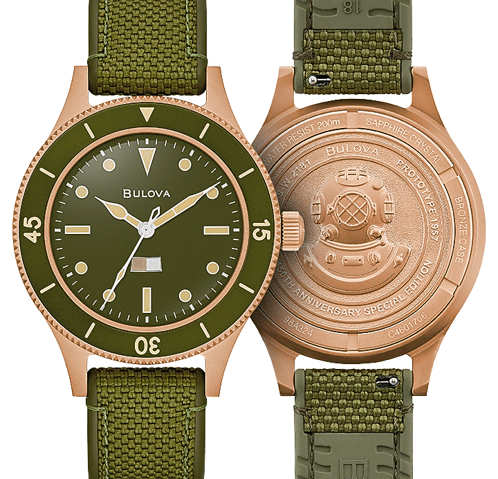 Green Dial CORDURA® + HNBR Strap MIL SHIPS 98A324 | Bulova