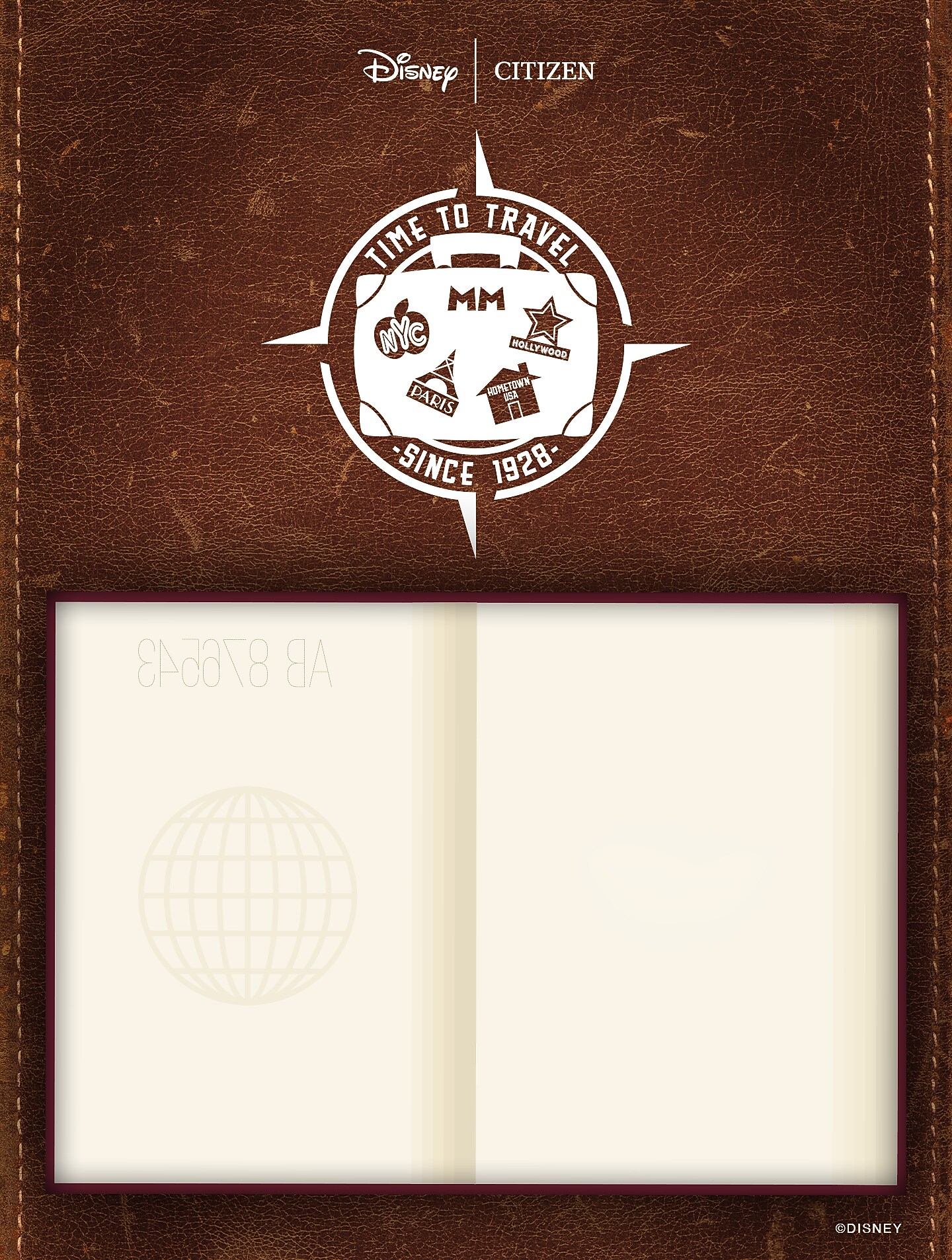 Mickey Mouse & Pluto Take NYC Black Dial Leather Strap AW1860-01W