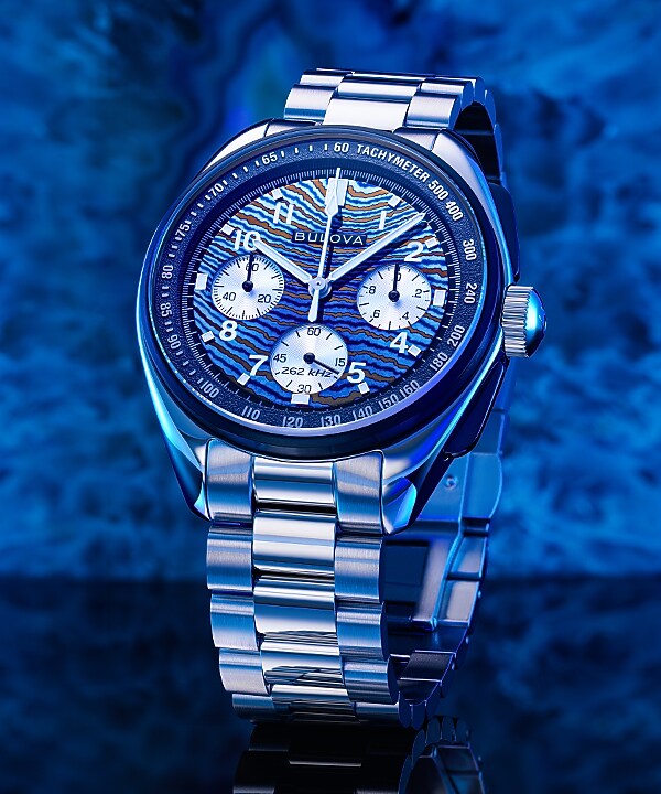 Blue Dial Stainless Steel Bracelet Lunar Pilot Timascus 98A329